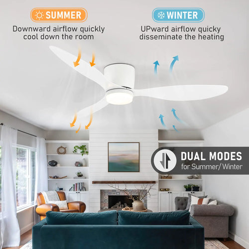 IRALAN Ceiling Fan With Light 6-speed choice Reversible DC motor 3CCT with remote control Whisper Easy Install black/White/Wood