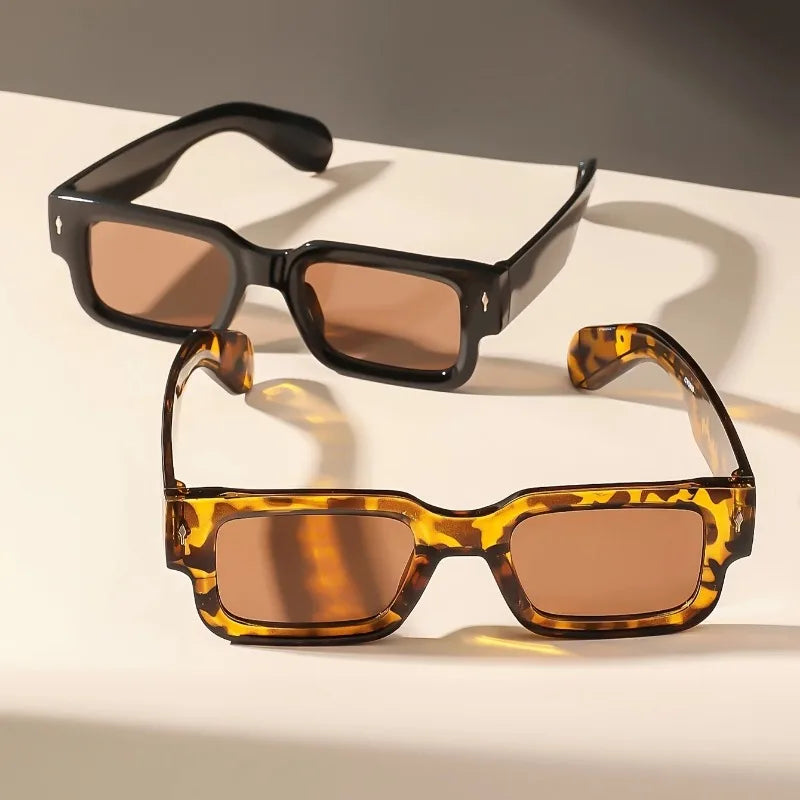 Unisex Retro Square Sunglasses Classic UV Protection Plastic Frame Shades Eyewear Outdoor Travel Driving Sun Glasses UV400