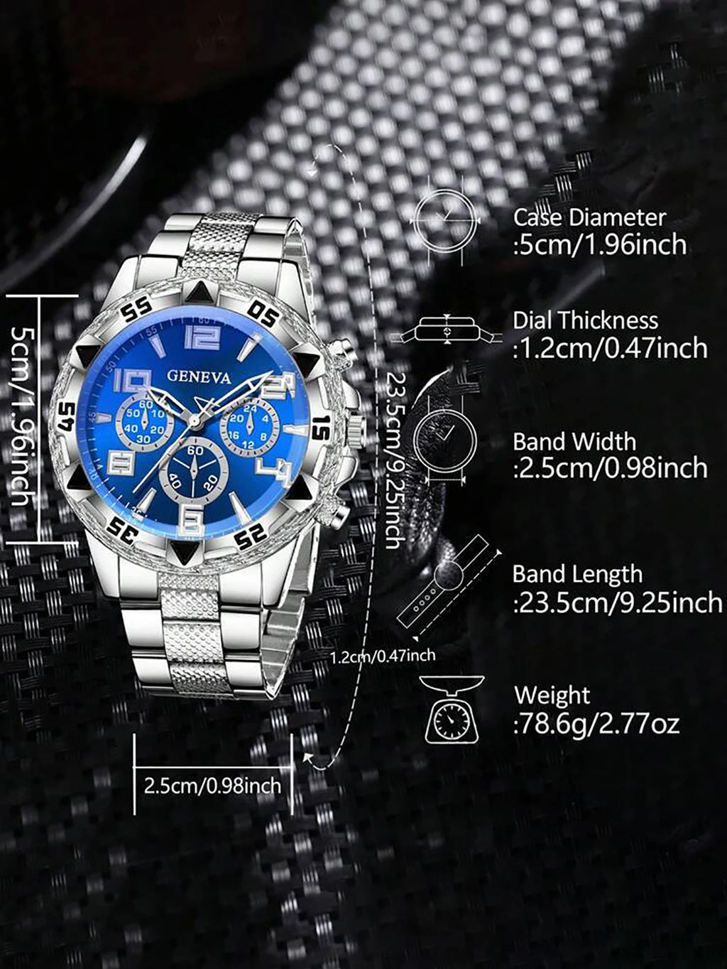 trendy and fashionable men's quartz watch, paired with a chain set, wallet, keychain. Suitable as a Father's Day or birthdaygift