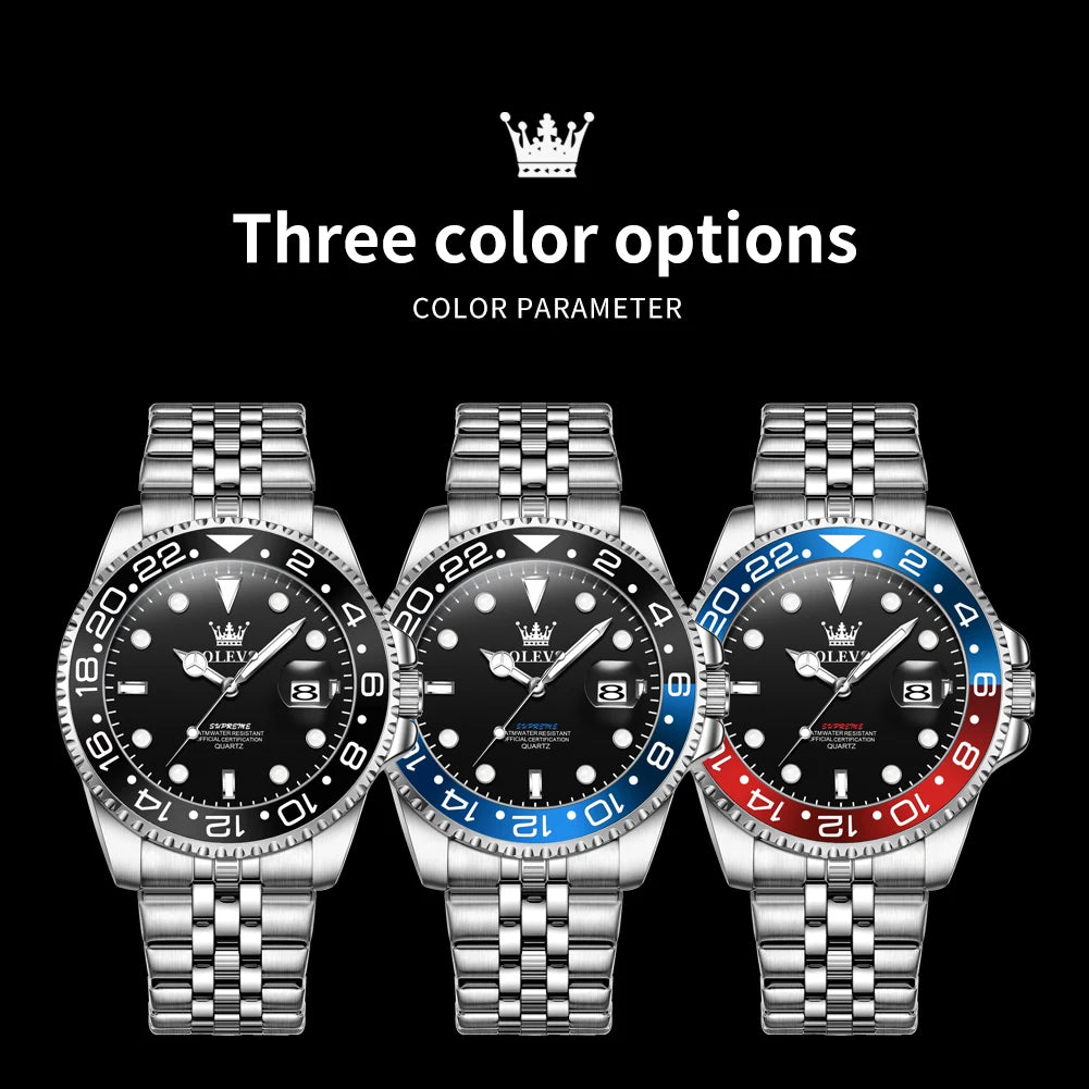 OLEVS 5657 Mens Watch Original Stainless Steel Date Quartz Watch Waterproof Luminous Sports Watches For Man Box Gifts Reloj