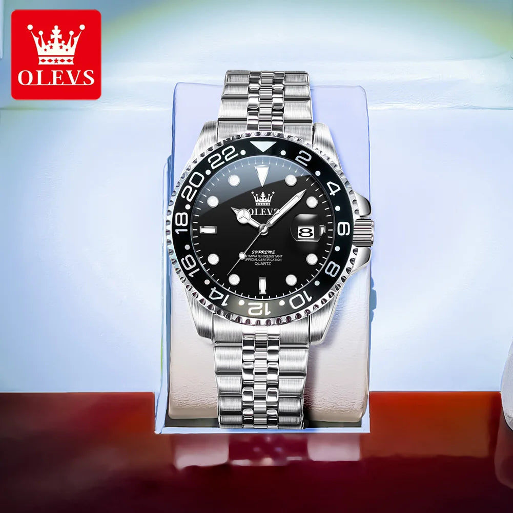 OLEVS 5657 Mens Watch Original Stainless Steel Date Quartz Watch Waterproof Luminous Sports Watches For Man Box Gifts Reloj