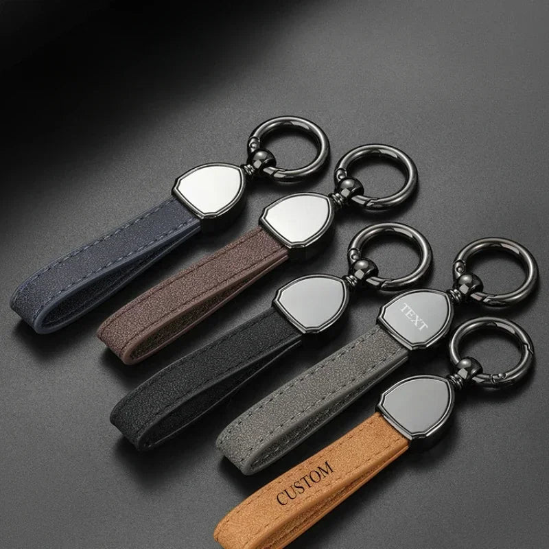 Laser Engrave Name Number Key Chain Custom Car LOGO Nubuck Leathe Metal Keychain Men's Women's Vintage Personalize Keyring