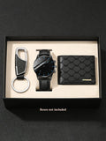 Men's Casual Fashion PU Leather Quartz Watch Set with Wallet Keychain - Business Accessories Gift without Box