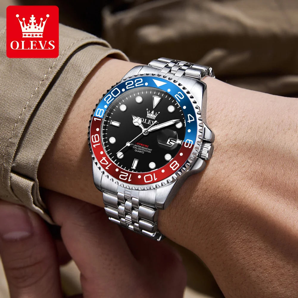 OLEVS 5657 Mens Watch Original Stainless Steel Date Quartz Watch Waterproof Luminous Sports Watches For Man Box Gifts Reloj