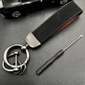 Vintage Double-sides Crazy Horse Custom Name Number Leather Keychain Laser Engrave Car Logo Key Chain Ring Personalize Keyring