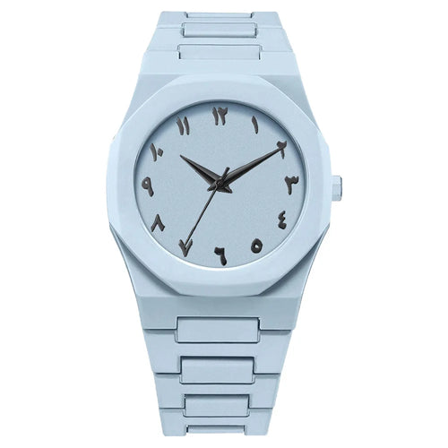 New Fashionable Men's Watch Simple Black Male Quartz Watches Arabic Digital Casual Drip Oil Strap