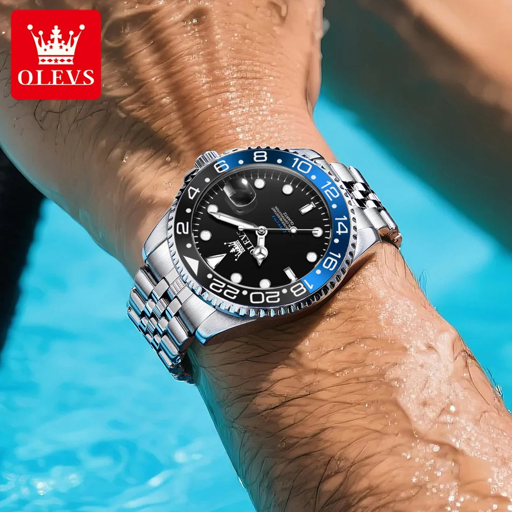 OLEVS 5657 Mens Watch Original Stainless Steel Date Quartz Watch Waterproof Luminous Sports Watches For Man Box Gifts Reloj