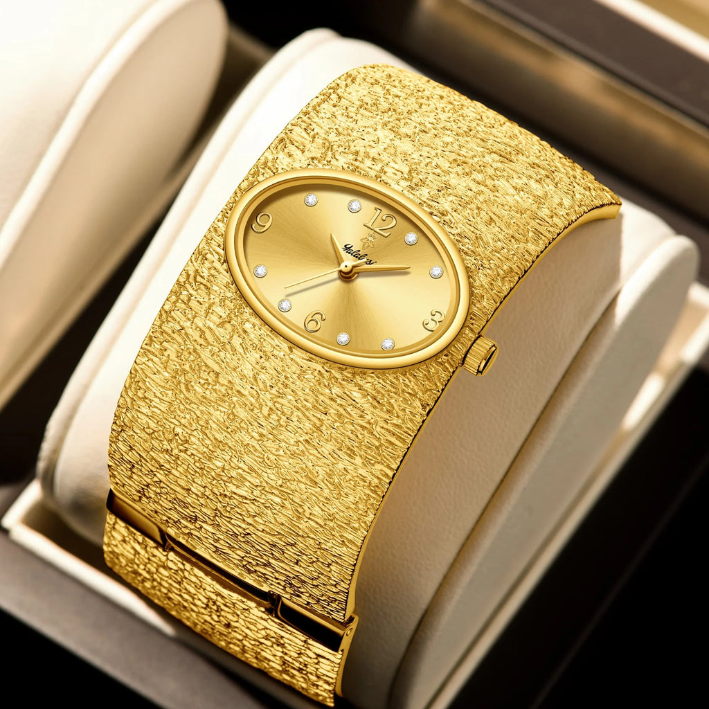 YaLaLuSi Luxury Women's Bracelets, Watches, Vintage Waterproof Gold Watches, Gifts Watch for Ladies Reloj Mujer