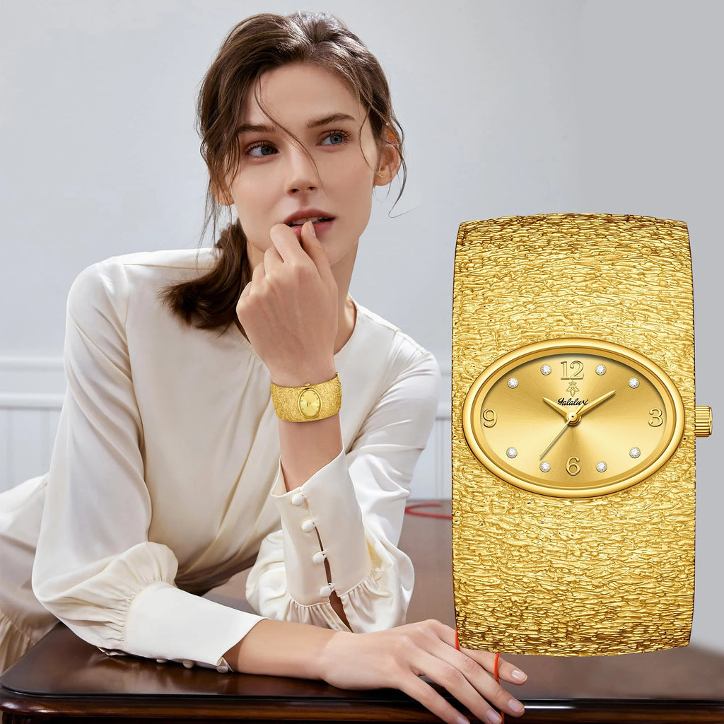 YaLaLuSi Luxury Women's Bracelets, Watches, Vintage Waterproof Gold Watches, Gifts Watch for Ladies Reloj Mujer