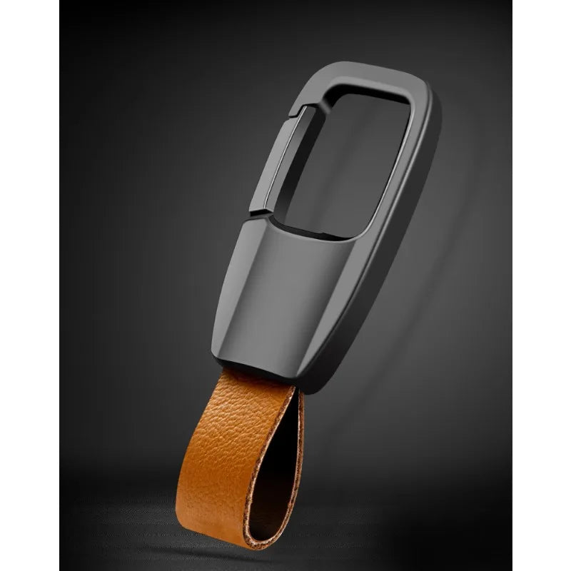 Custom LOGO Genuine Leather Keychain Blank Laser Engrave Car Keyring Men's High-end Cowhide Personalized Key Chains Ring