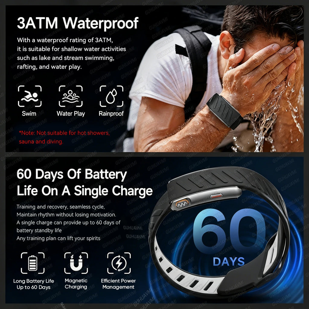 2026 New Screenless Fitness Tracker Health Smart Band ECG+PPG Uric Acid Blood Oxygen Body analysis Smart Bracelet For Men Women