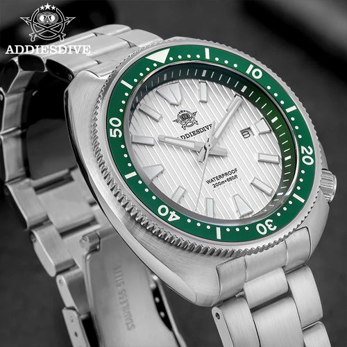 ADDIESDIVE Men's Diving Watch 200 Waterproof Sapphire Glass Quartz Watch BGW9 Luminous Stainless Steel Business Fashion Watch